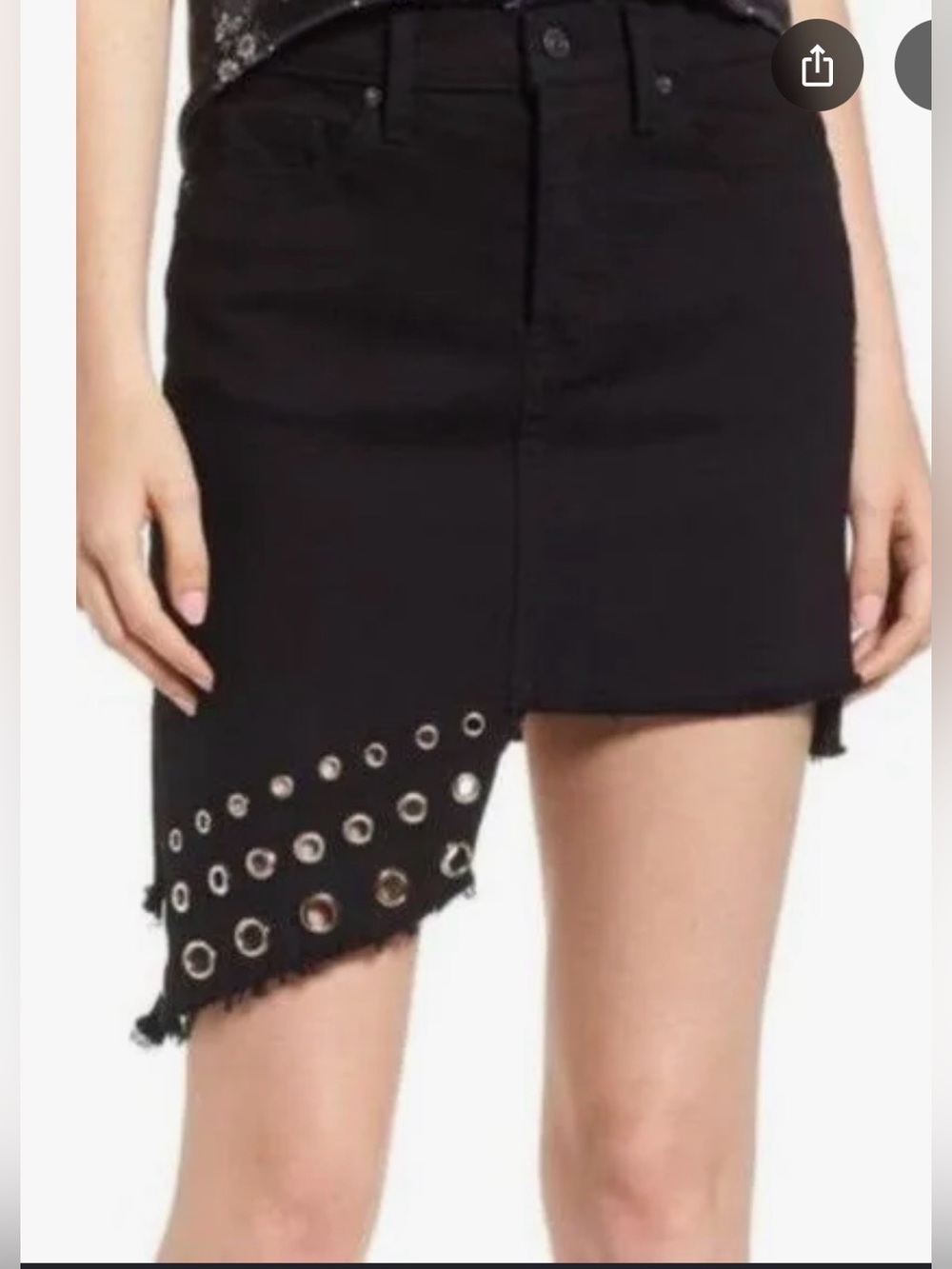 Misa Los Angeles Super Star Asymmetrical Eyelet-Trim Denim mini Skirt